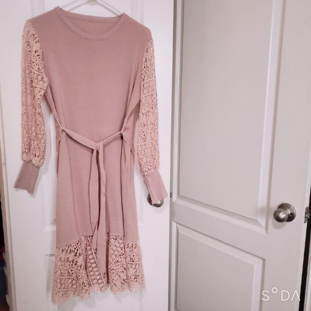Beautiful sweater and lace dress